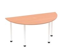 Impulse 1600mm Semi-Circle Table Beech Top White Post Leg