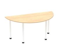Impulse 1600mm Semi-Circle Table Maple Top White Post Leg