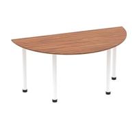 Impulse Bench 1600mm Semi-Circle Table Walnut Top White Post Leg