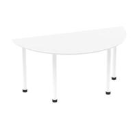 Impulse 1600mm Semi-Circle Table White Top White Post Leg