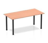 Impulse 1600mm Straight Table Beech Top Black Post Leg