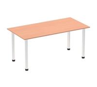 Impulse 1600mm Straight Table Beech Top Chrome Post Leg