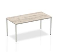 Impulse 1600mm Straight Table Grey Oak Top Silver Box Frame Leg