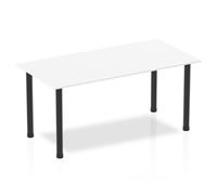 Impulse 1600mm Straight Table White Top Black Post Leg