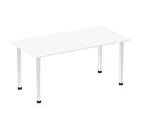 Impulse 1600mm Straight Table White Top Chrome Post Leg I003594