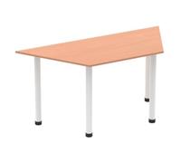 Impulse 1600mm Trapezium Beech Top White Post Leg