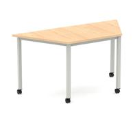 Impulse 1600mm Trapezium Maple Top Silver Box Frame Leg with Castors