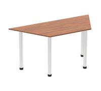 Impulse 1600mm Trapezium Walnut Top Chrome Post Leg