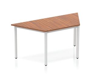 Impulse 1600mm Trapezium Walnut Top Silver Box Frame Leg