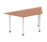 Impulse 1600mm Trapezium Walnut Top White Post Leg