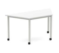 Impulse 1600mm Trapezium White Top Silver Box Frame Leg with Castors