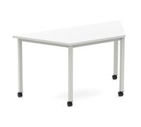 Impulse 1600mm Trapezium White Top Silver Box Frame Leg with Castors