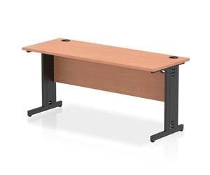 Impulse 1600x600mm Straight Desk Beech Top Black Cable Managed Leg