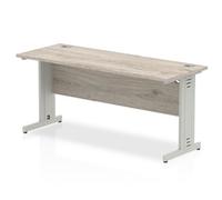 Impulse 1600x600 Grey Oak Silver Cable Leg