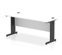 Impulse 1600 x 600mm Straight Office Desk White Top Black Cable Managed Leg