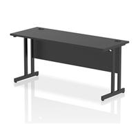 Impulse 1600x600mm Straight Office Desk Black Top Black Cantilever Leg