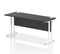 Impulse 1600x600mm Straight Office Desk Black Top White Cantilever Leg