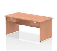 Impulse 1600x800 Desk Beech Top Panel End 2x1 Drawer Fixed Ped