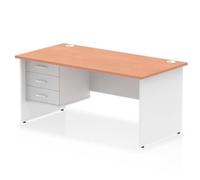 Impulse Bench 1600 X 800mm Straight Desk Beech Top White Panel End Leg with 1 X