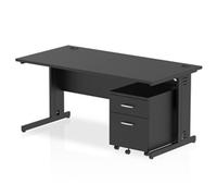 Impulse 1600x800 Desk Black/Black Cable Managed 2 Drawer Mobile Ped