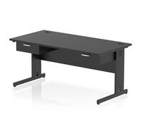 Impulse 1600x800 Desk Black/Black Cable Managed 2x1 Drawer Fixed Peds