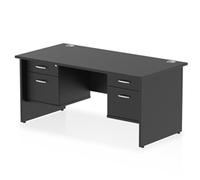 Impulse 1600x800 Desk Black Top Panel End 2x2 Drawer Fixed Ped