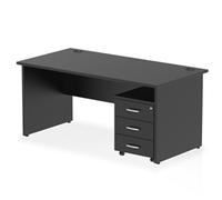 Impulse 1600x800 Desk Black Top Panel End 3 Drawer Mobile Ped