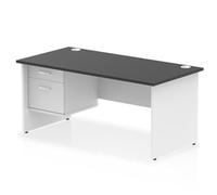 Impulse 1600x800 Desk Black/White Panel End Leg 1x2 Drawer Fixed Ped