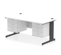 Impulse 1600x800 Desk Cable Managed White/Black 2x3 Drawer Fixed Ped