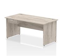 Impulse 1600x800 Desk Grey Oak Top Panel End 1x1 Drawer Fixed Ped