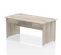 Impulse 1600x800 Desk Grey Oak Top Panel End 2x1 Drawer Fixed Ped