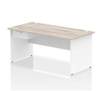 Impulse 1600x800 Desk Grey Oak/White Panel End 1x1 Drawer Fixed Ped