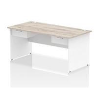 Impulse 1600x800 Desk Grey Oak/White Panel End 2x1 Drawer Fixed Ped