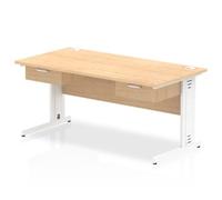 Impulse 1600x800 Desk Maple/White Cable Managed 2x1 Drawer Fixed Ped