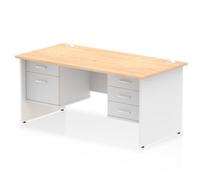 Impulse 1600x800 Desk Maple/White Panel End 2 & 3 Drawer Fixed Ped