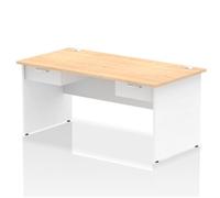Impulse 1600x800 Desk Maple/White Panel End 2x1 Drawer Fixed Ped