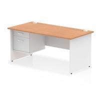 Impulse Bench 1600 X 800mm Straight Desk Oak Top White Panel End Leg with 1 X 2