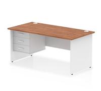 Impulse Bench 1600 X 800mm Straight Desk Walnut Top White Panel End Leg with 1 X