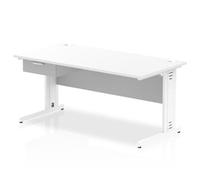 Impulse 1600x800 Desk White Top White Cable Managed Leg 1 Dr Fixed Ped