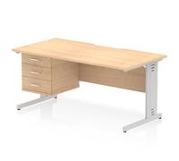 Impulse 1600x800 Scalloped Desk Maple Top Silver Cable Managed 3D Ped