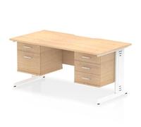 Impulse 1600x800 Scalloped Desk Maple White Cable Managed 2D + 3D Ped