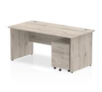 Impulse 1600x800mm Desk Grey Oak Panel Leg+ Mobile Ped