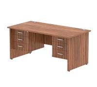Impulse 1600x800mm Desk Walnut Top Panel Leg 2x3 Drawer Fixed Pedestal