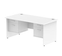 Impulse 1600x800mm Desk White Top Panel Leg 2x2 Drawer Fixed Pedestal