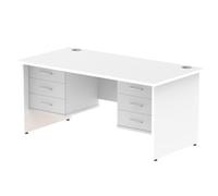 Impulse 1600x800mm Desk White Top Panel Leg 2x3 Drawer Fixed Pedestal