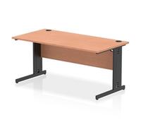 Impulse 1600 x 800mm Straight Office Desk Beech Top Black Cable Managed Leg