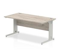 Impulse 1600x800 Grey Oak Silver Cable Leg