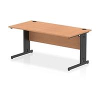 Impulse 1600x800mm Straight Desk Oak Top Black Cable Managed Leg