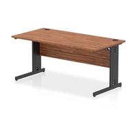 Impulse 1600x800mm Straight Desk Walnut Top Black Cable Managed Leg