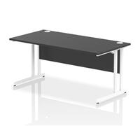Impulse 1600 x 800mm Straight Office Desk Black Top White Cantilever Leg